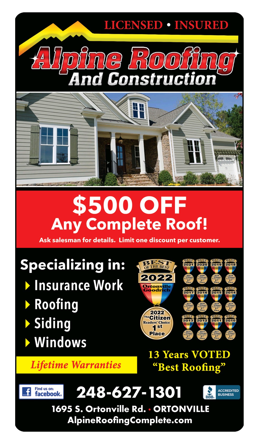 Roofing discount